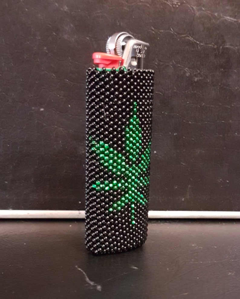 Pot Leaf Beaded Lighter Cover Etsy