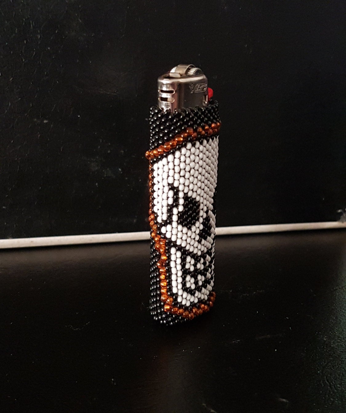 Skull Face Beaded Lighter Cover Etsy