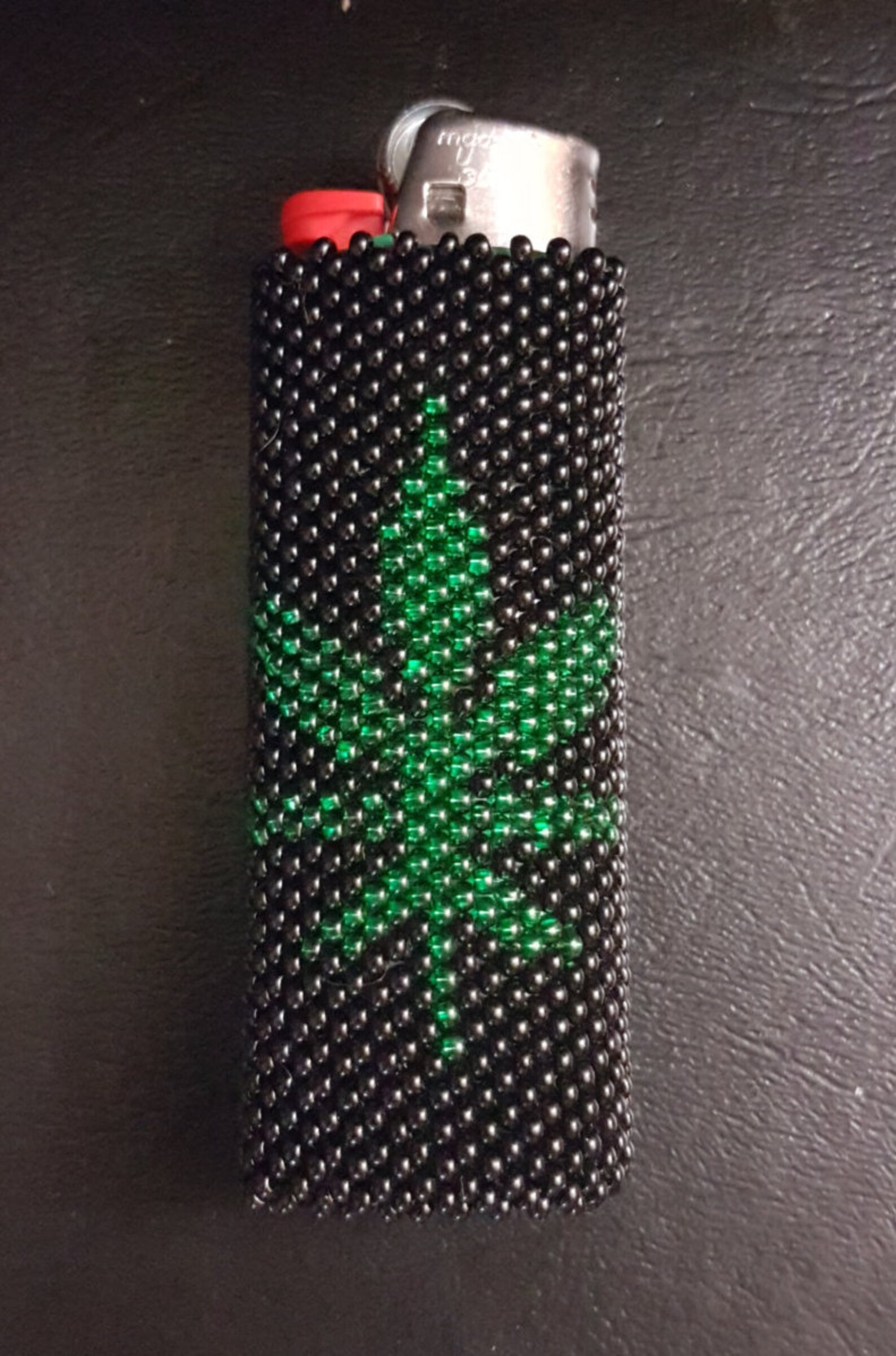 Pot Leaf Beaded Lighter Cover Etsy