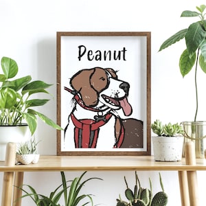 Personalised Pet Portrait from Photo, Custom Pet Prints, Illustrated Pet Portrait, Pet Lover Gift, Hand Drawn portrait + Typography!