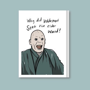 Cartão Voldemort inspirado em Harry Potter "VOLDEMORTS SMALL WAND", cartões de aniversário engraçados, cartão de aniversário engraçado para ela, para ele.