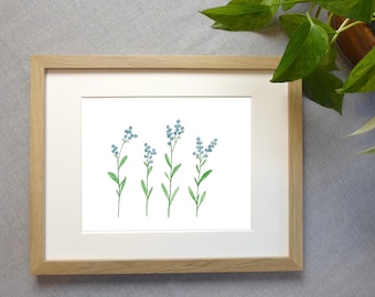 Forget Me Not Floral Print | Delicate Watercolor Flower Art