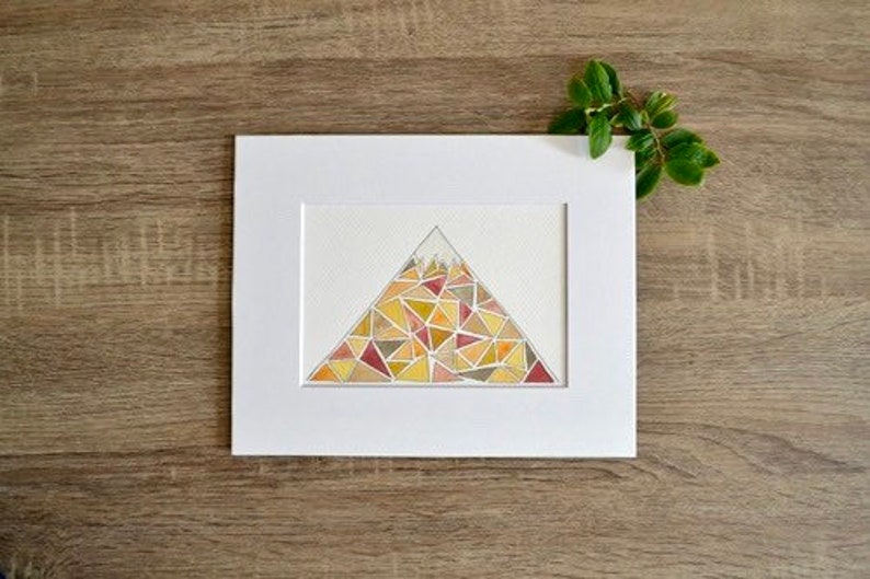 Geometric Shimmering Magical Mountain #1 Original Watercolor Painting