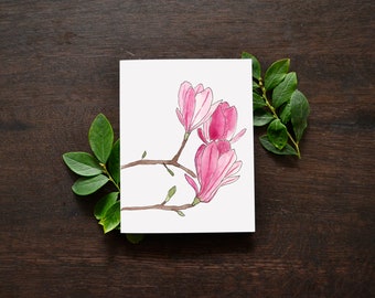 Magnolia Watercolor Art Card Set | Floral Greeting Cards