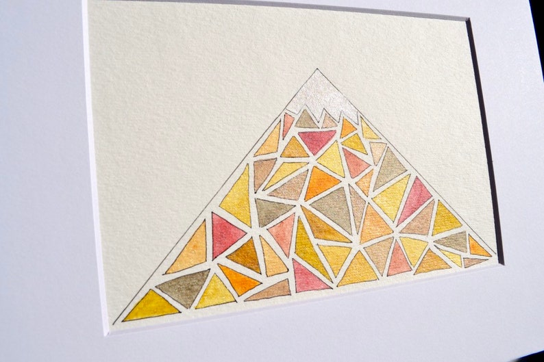 Geometric Shimmering Magical Mountain #1 Original Watercolor Painting