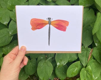 Peony Petal Dragonfly Card | Frameable Art Print (5x7)