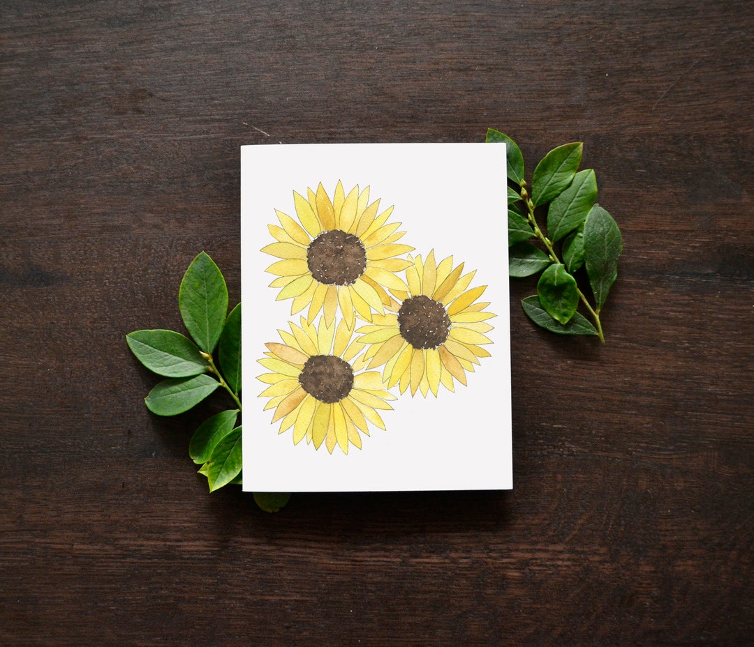 Watercolor Sunflowers Greeting Card Set | Blank Inside - Etsy