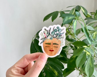 Botanical Face Sticker | Vinyl Laptop or Water Bottle Stickers | Flowers In Their Eyes Series