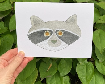 Flower Eye Raccoon Frameable Card