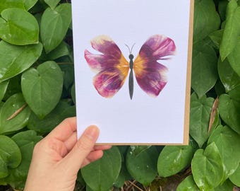 Tulip Petal Butterfly Card | Frameable Watercolor Art Print