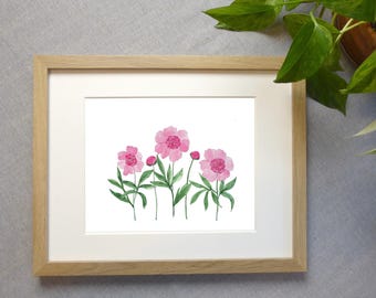 Peony Watercolor Art Print | Sustainable Floral Illustration