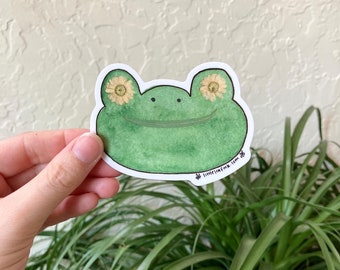 Botanical Frog Sticker | Flowers In Their Eyes Series | Watercolor & Pressed Flower Sticker