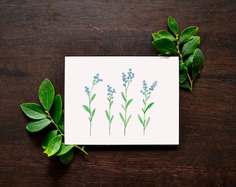 Forget Me Not Blank Card | Watercolor Floral Art