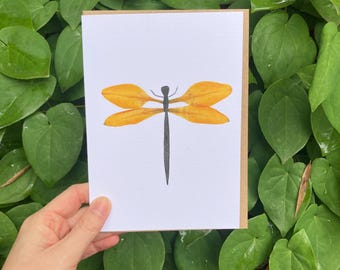 Lily Petal Dragonfly Art Card | Frameable Watercolor Print (5x7)