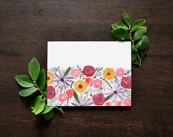 Bright Floral Watercolor Greeting Card | Floral Eco-Friendly Card | Blank Botanical Card