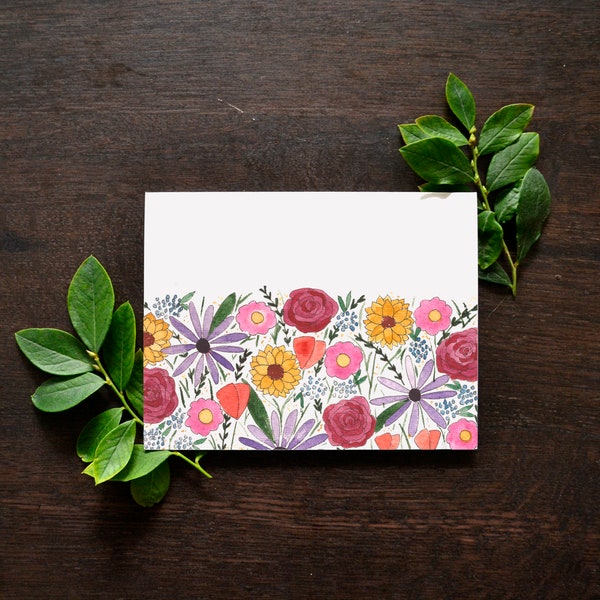 Bright Floral Watercolor Greeting Card | Floral Eco-Friendly Card | Blank Botanical Card