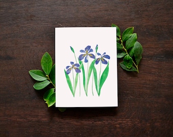 Wild Iris Watercolor Art Card | Blank Greeting Card