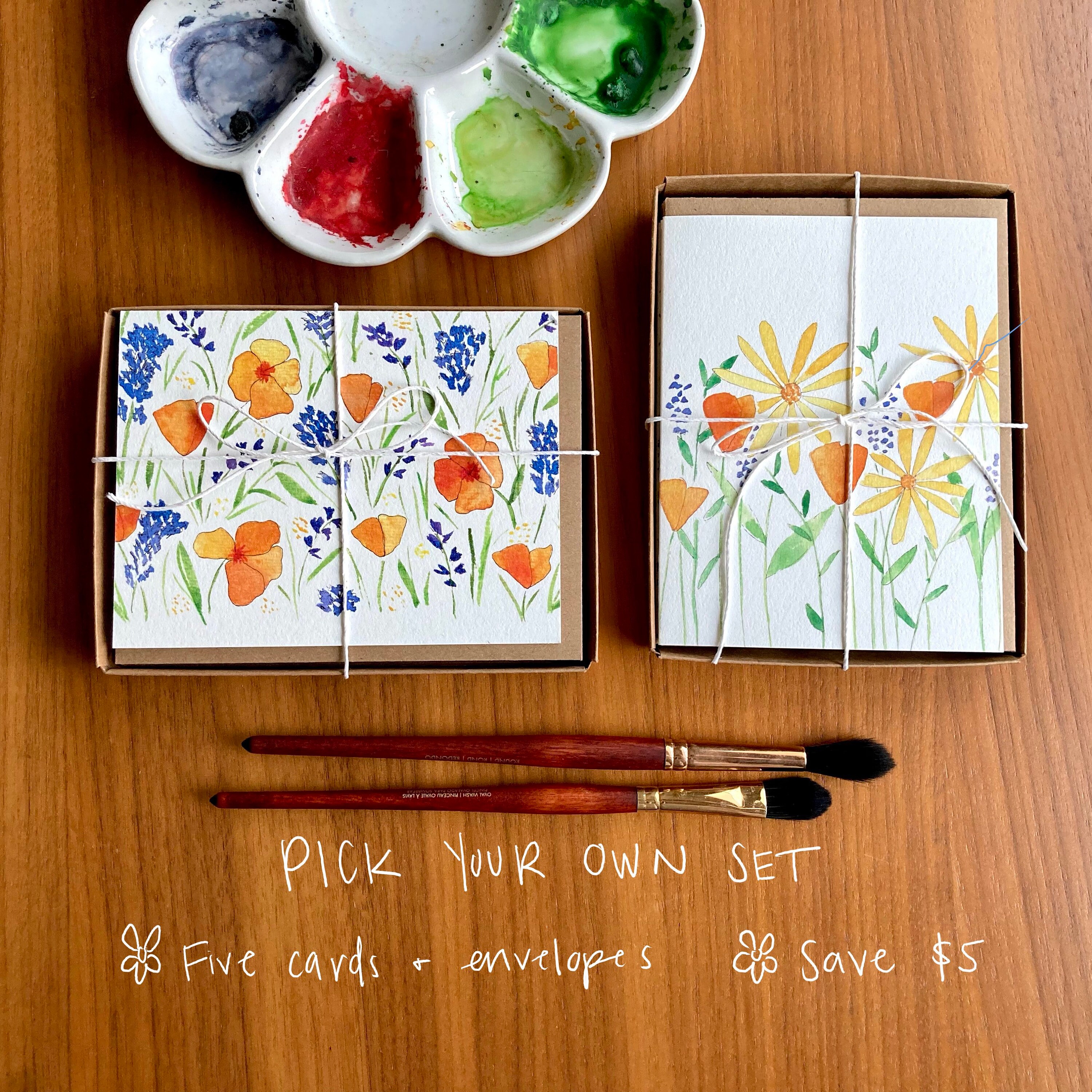 Wildflower Watercolor Greeting Card Set | Blank Botanical Cards - Etsy