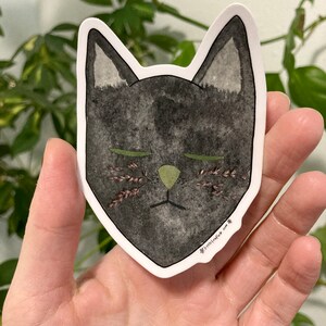 Black Cat Botanical Sticker Flowers In Their Eyes Series Watercolor & Pressed Flower Sticker image 2