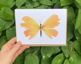Peony Petal Butterfly Art Card | Frameable Floral Print (5x7)