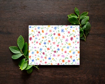 Spring Confetti Floral Watercolor Greeting Card | Watercolor Floral Art Print Card | Blank Flower Card