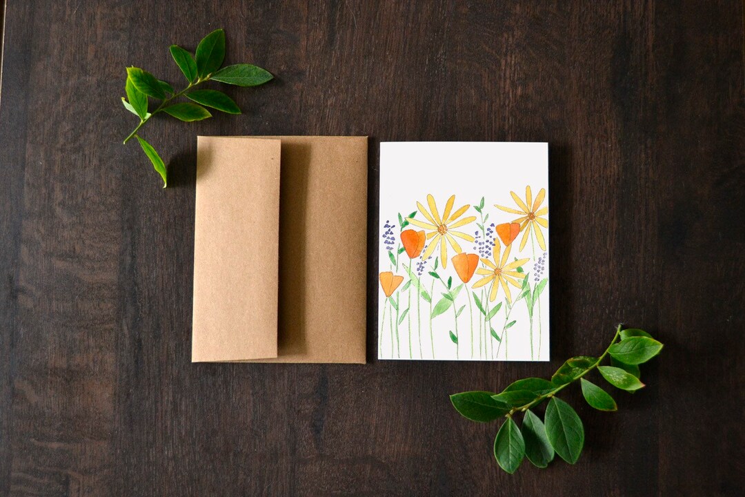 Wildflower Watercolor Greeting Card Set | Blank Botanical Cards - Etsy