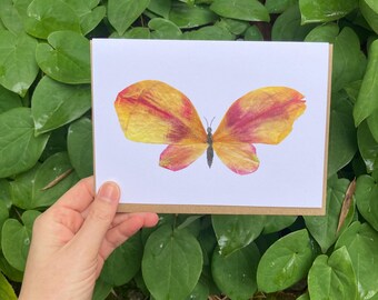 Tulip Petal Butterfly Art Card | Frameable Watercolor Print