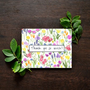 Floral Thank You Note Watercolor Greeting Card Set | Floral Eco-Friendly Card | Blank Botanical Card