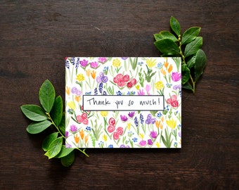 Floral Thank You Note Watercolor Greeting Card | Floral Eco-Friendly Card | Blank Botanical Card