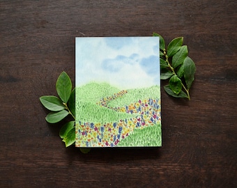 Flower Meadow Watercolor Greeting Card | Blank Holiday Card | Botanical Scene Card