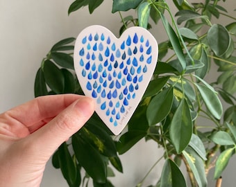 Watercolor Raindrop Heart Sticker | Waterproof Vinyl Decal