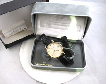 Vintage 1990's Hamilton Masterpiece Quartz Watch, NOS with Original Box and Papers, Presentation Watch