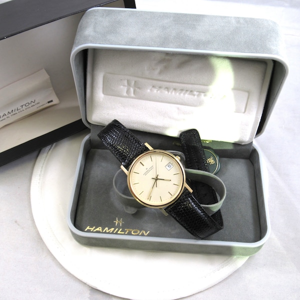 Vintage 1990's Hamilton Masterpiece Quartz Watch, NOS with Original Box and Papers, Presentation Watch