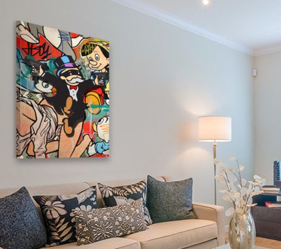 Monopoly man street art canvas print