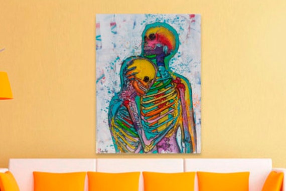 Butterflies - skull skeleton art popart