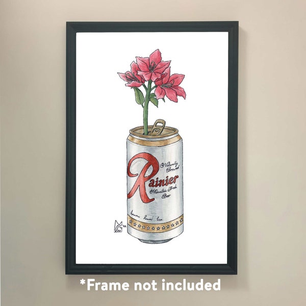 Washington Coast Rhododendron in Rainier beer #147 - Art Print