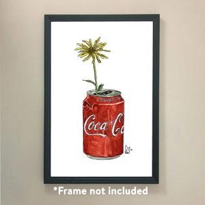 Yellow flower in Coca-Cola can #006 - Art Print