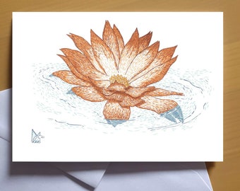 Lotus floating - Art Greeting card #3016