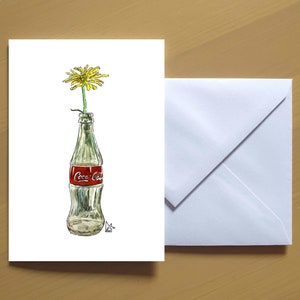 Fleur jaune dans un verre à Coca-Cola #022 - Carte de voeux artistique