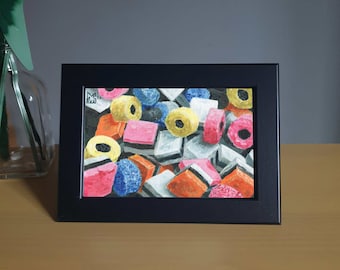 Liquorice Allsorts acrylic painting - Framed 4x6" Print #3032
