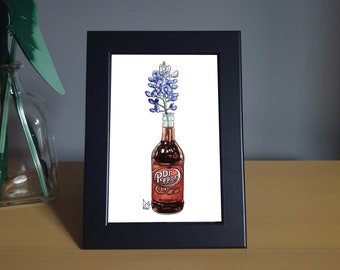 Texas Bluebonnet in Dr Pepper #143 - Framed 4x6&quot; Print