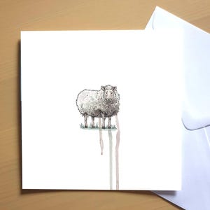 Sheep - Watercolour Drip print - Art Greeting card #4004