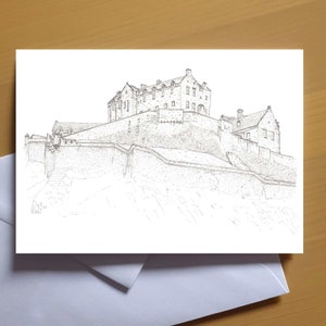 Opera d'arte a matita del Castello di Edimburgo - Biglietto d'auguri artistico n. 3033