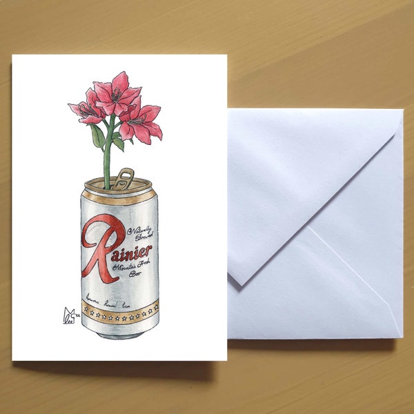 Washington Coast Rhododendron in Rainier beer #147 - Art Greeting card