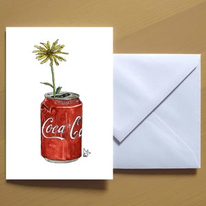 Fleur jaune dans une canette de Coca-Cola #006 - Carte de voeux artistique