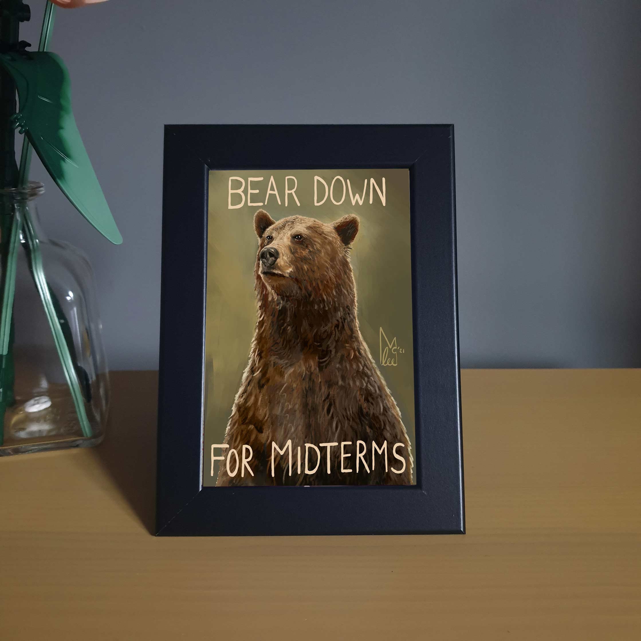 Bear Down for Midterms - Framed 4x6" Print - Community TV show Greendale Community College #2006