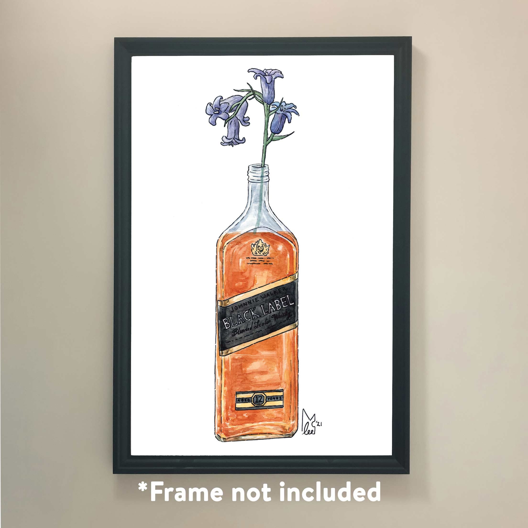 Bluebells in Johnnie Walker Black Label #043 - Art Print - Etsy