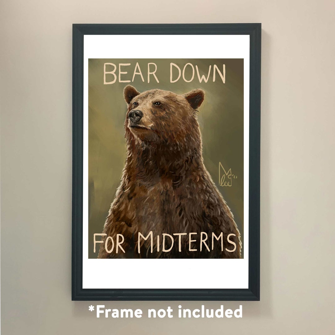 Bear Down for Midterms - Art Print - Community TV Show Greendale