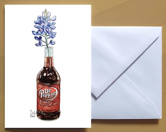 Texas Bluebonnet in Dr Pepper #143 - Art Greeting card