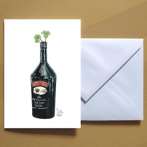 Irland Kleeblatt in Baileys Original Irish Cream #039 - Kunst Grußkarte